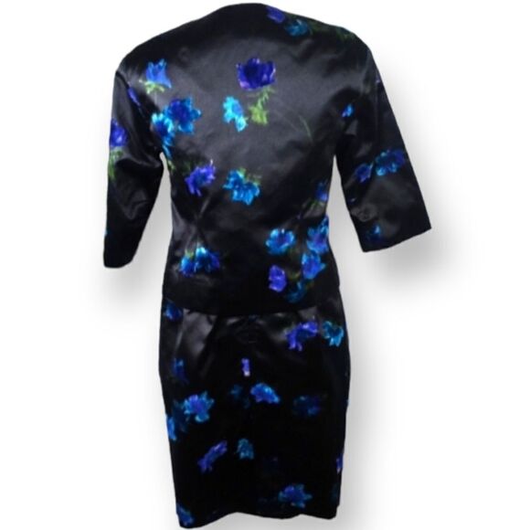 MATSUKO BLACK AND BLUE FLORAL DRESS SET SZ.0-2 EUC - Picture 8 of 9
